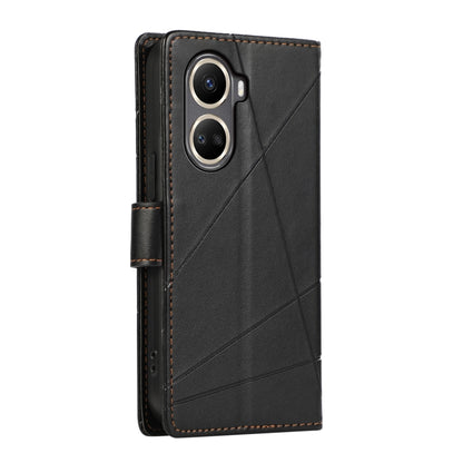 For Huawei nova 10 SE PU Genuine Leather Texture Embossed Line Phone Case(Black) - Huawei Cases by PMC Jewellery | Online Shopping South Africa | PMC Jewellery