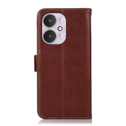 For Xiaomi Redmi 13C 4G/5G/Poco C65/Poco M6 Magnetic Crazy Horse Texture Genuine Leather RFID Phone Case(Brown) - 13C Cases by PMC Jewellery | Online Shopping South Africa | PMC Jewellery | Buy Now Pay Later Mobicred