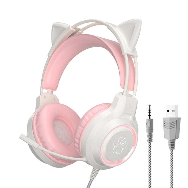 G35 Cute Cat RGB Head-mounted Wired Gaming Earphone(Pink) - Multimedia Headset by PMC Jewellery | Online Shopping South Africa | PMC Jewellery | Buy Now Pay Later Mobicred