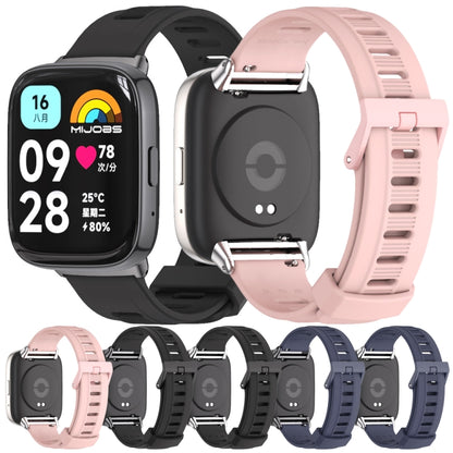 For Redmi Watch 3 Lite / Watch 3 Active Mijobs Flat Hole Breathable TPU Watch Band(Black+Silver) - Watch Bands by MIJOBS | Online Shopping South Africa | PMC Jewellery