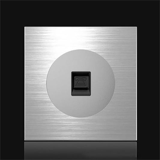 86mm Gray Aluminum Wire Drawing LED Switch Panel, Style:Telephone Socket - Switch by PMC Jewellery | Online Shopping South Africa | PMC Jewellery | Buy Now Pay Later Mobicred