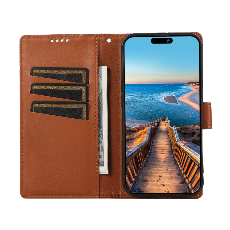 For Google Pixel 7 Pro PU Genuine Leather Texture Embossed Line Phone Case(Brown) - Google Cases by PMC Jewellery | Online Shopping South Africa | PMC Jewellery