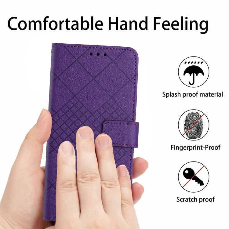 For iPhone 16 Plus Rhombic Grid Texture Leather Phone Case(Purple) - iPhone 16 Plus Cases by PMC TechLife | Online Shopping South Africa | PMC TechLife | Buy Now Pay Later Mobicred