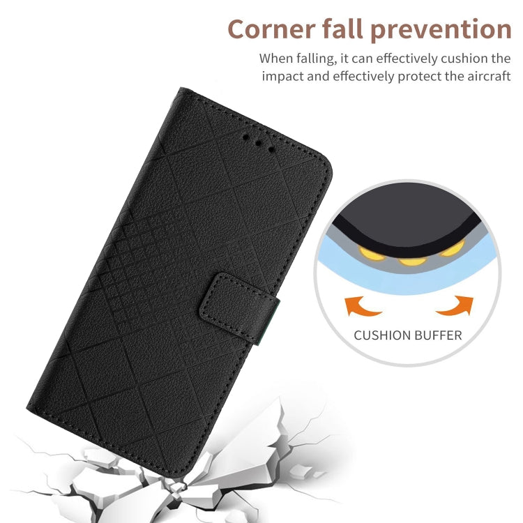 For iPhone 16 Plus Rhombic Grid Texture Leather Phone Case(Black) - iPhone 16 Plus Cases by PMC TechLife | Online Shopping South Africa | PMC TechLife | Buy Now Pay Later Mobicred
