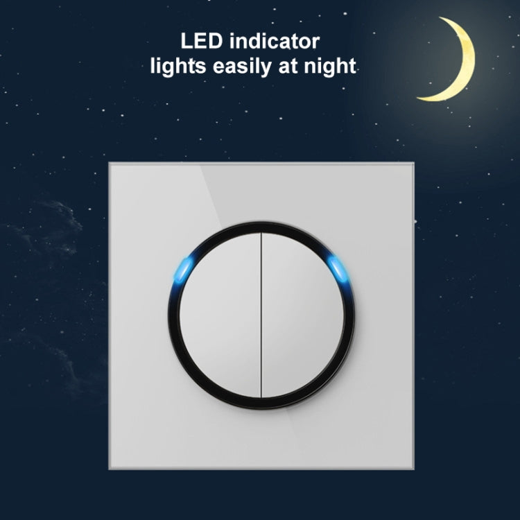 86mm Round LED Tempered Glass Switch Panel, White Round Glass, Style:Computer Socket -  by PMC Jewellery | Online Shopping South Africa | PMC Jewellery | Buy Now Pay Later Mobicred