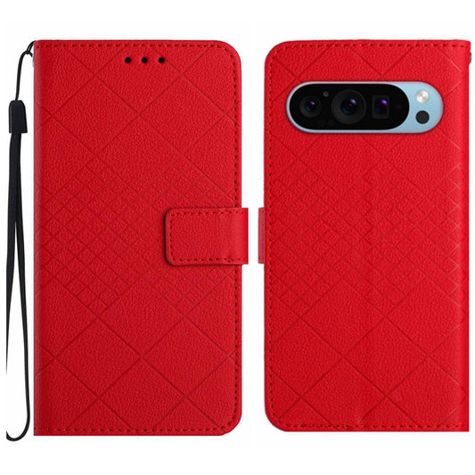 For Google Pixel 9 Rhombic Grid Texture Leather Phone Case(Red) - Google Cases by PMC Jewellery | Online Shopping South Africa | PMC Jewellery | Buy Now Pay Later Mobicred