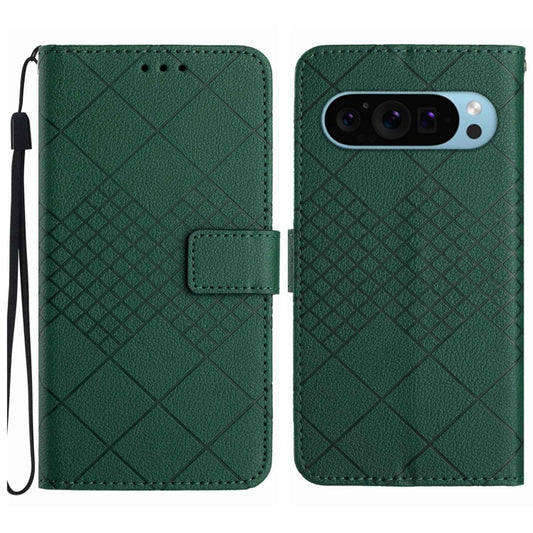 For Google Pixel 9 Rhombic Grid Texture Leather Phone Case(Green) - Google Cases by PMC Jewellery | Online Shopping South Africa | PMC Jewellery | Buy Now Pay Later Mobicred