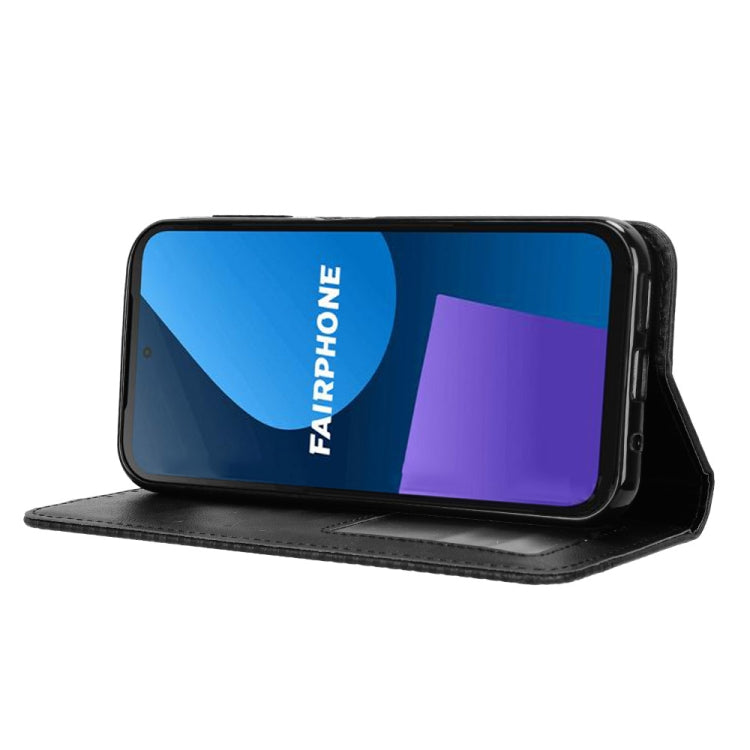 For Fairphone 5 Magnetic Buckle Retro Texture Leather Phone Case(Black) - More Brand by PMC TechLife | Online Shopping South Africa | PMC TechLife | Buy Now Pay Later Mobicred