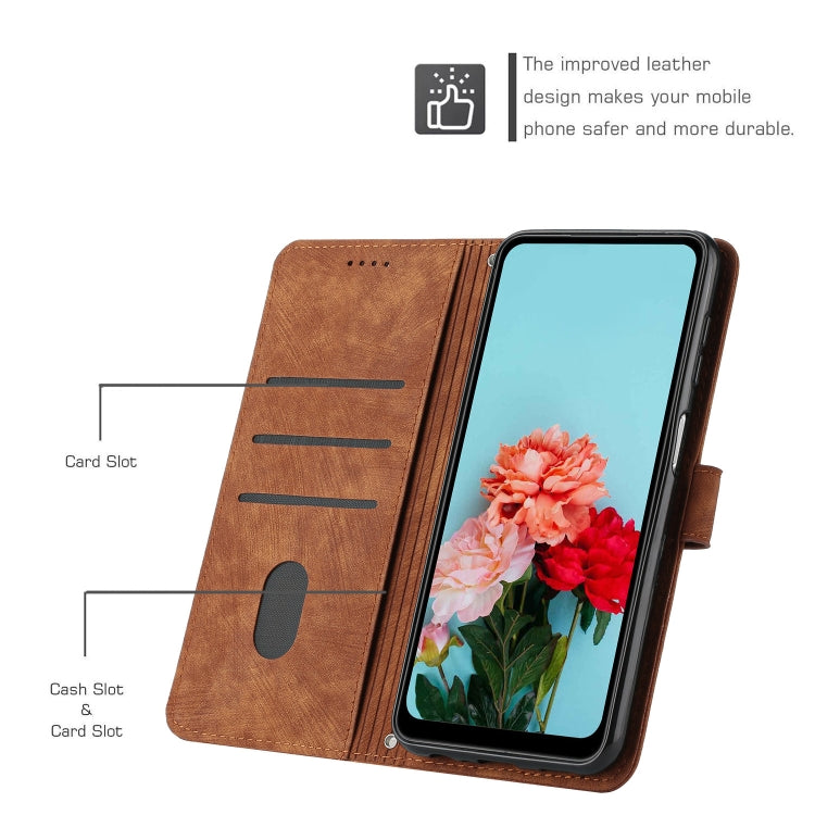 For vivo S18 / S18 Pro Skin Feel Stripe Pattern Leather Phone Case with Lanyard(Brown) - S18 Cases by PMC Jewellery | Online Shopping South Africa | PMC Jewellery | Buy Now Pay Later Mobicred