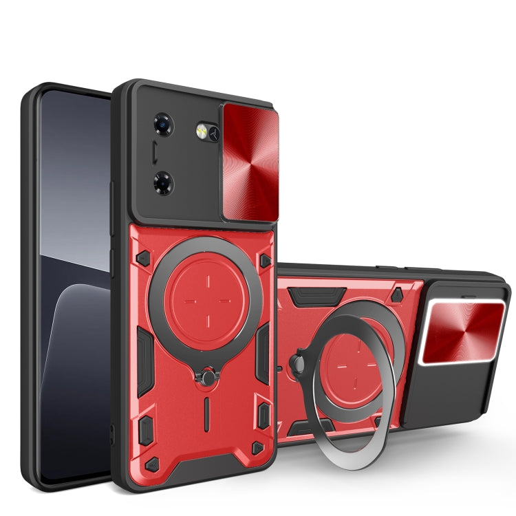 For Tecno Pova 5 CD Texture Sliding Camshield Magnetic Holder Phone Case(Red) - Tecno Cases by PMC TechLife | Online Shopping South Africa | PMC TechLife | Buy Now Pay Later Mobicred