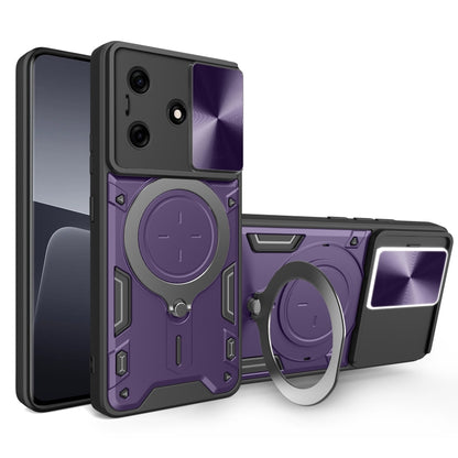 For Tecno Spark 10 / Spark 10C CD Texture Sliding Camshield Magnetic Holder Phone Case(Purple) - Tecno Cases by PMC Jewellery | Online Shopping South Africa | PMC Jewellery | Buy Now Pay Later Mobicred