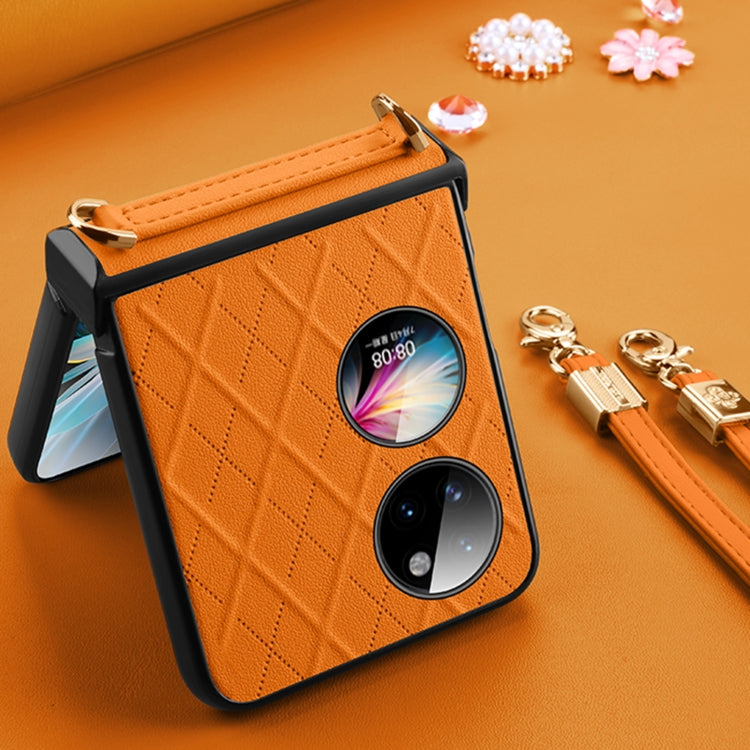 For Huawei P50 Pocket SULADA Elegant Rhombic Texture Folding Phone Case with Lanyard(Black) - free shipping - PMC TechLife - Order now!