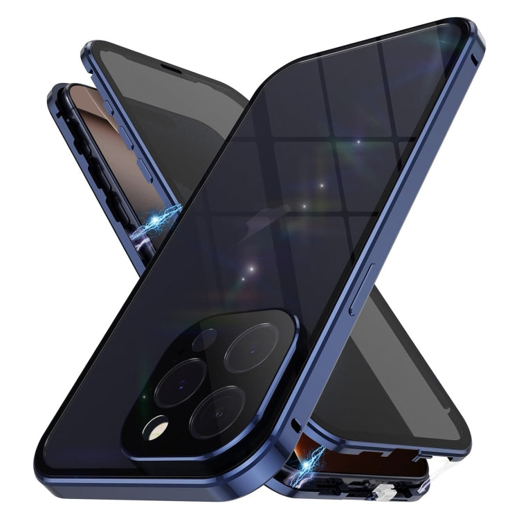 For iPhone 16 Pro Max Anti-peeping Magnetic Double-sided Tempered Glass Phone Case(Blue) - iPhone 16 Pro Max Cases by PMC Jewellery | Online Shopping South Africa | PMC Jewellery | Buy Now Pay Later Mobicred