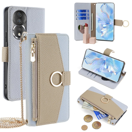 For Honor 80 Crossbody Litchi Texture Leather Phone Case(Blue) - Honor Cases by PMC Jewellery | Online Shopping South Africa | PMC Jewellery | Buy Now Pay Later Mobicred