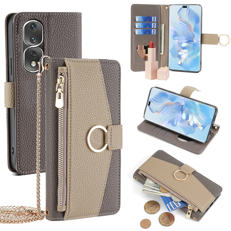 For Honor 80 Pro Crossbody Litchi Texture Leather Phone Case(Grey) - Honor Cases by PMC TechLife | Online Shopping South Africa | PMC TechLife | Buy Now Pay Later Mobicred