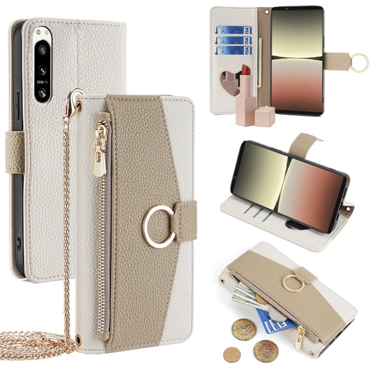 For Sony Xperia 5 IV Crossbody Litchi Texture Leather Phone Case(White) - Sony Cases by PMC Jewellery | Online Shopping South Africa | PMC Jewellery | Buy Now Pay Later Mobicred