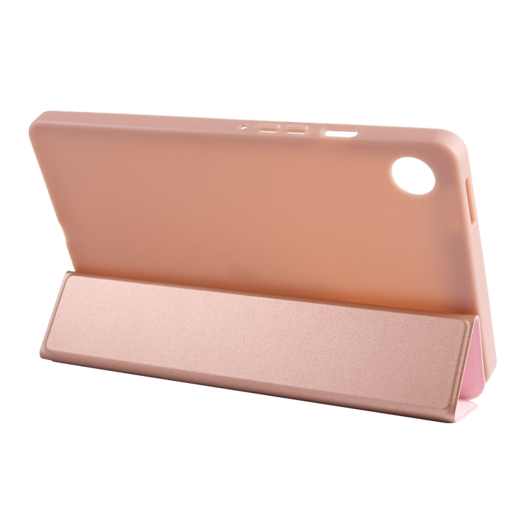 For Samsung Galaxy Tab A9 Tri-fold Holder Flip Horizontal Flip TPU Leather Tablet Case(Rose Gold) - Galaxy Tab A9 by PMC Jewellery | Online Shopping South Africa | PMC Jewellery