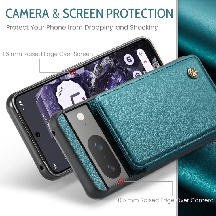 For Google Pixel 8 CaseMe C22 Card Slots Holder RFID Anti-theft Phone Case(Blue Green) - Google Cases by CaseMe | Online Shopping South Africa | PMC Jewellery | Buy Now Pay Later Mobicred