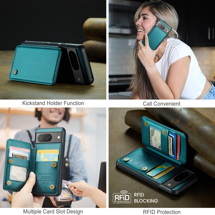 For Google Pixel 8 CaseMe C22 Card Slots Holder RFID Anti-theft Phone Case(Blue Green) - Google Cases by CaseMe | Online Shopping South Africa | PMC Jewellery | Buy Now Pay Later Mobicred