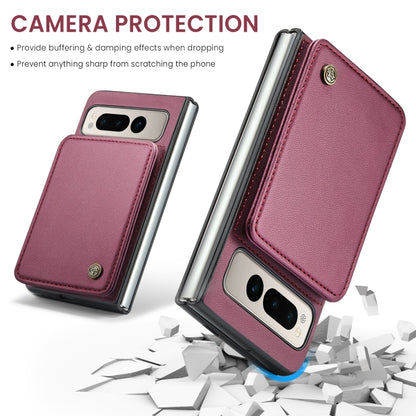 For Google Pixel Fold CaseMe C22 PC+TPU Business Style RFID Anti-theft Leather Phone Case(Wine Red) - Google Cases by CaseMe | Online Shopping South Africa | PMC Jewellery | Buy Now Pay Later Mobicred