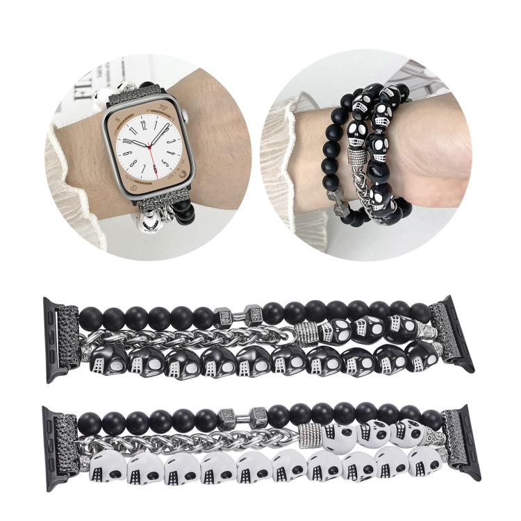 For Apple Watch Series 5 40mm Skull Beaded Watch Band(White) - Watch Bands by PMC TechLife | Online Shopping South Africa | PMC TechLife