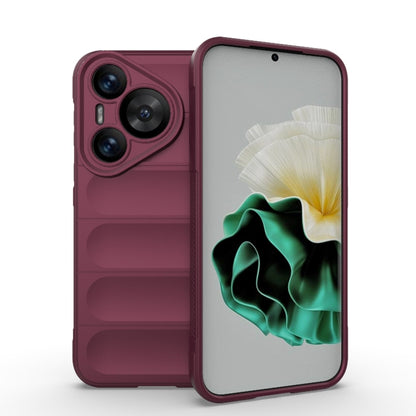 For Huawei Pura 70 Magic Shield TPU + Flannel Phone Case(Wine Red) - Huawei Cases by PMC Jewellery | Online Shopping South Africa | PMC Jewellery | Buy Now Pay Later Mobicred