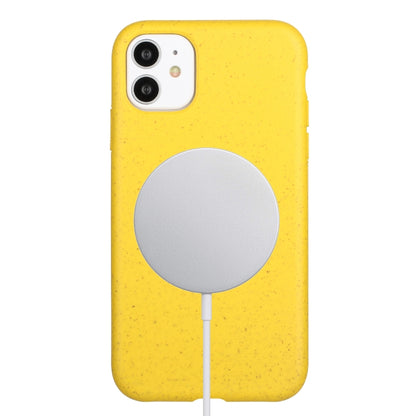 For iPhone 12 Wheat MagSafe Magnetic Straw Material + TPU Phone Case(Yellow) - iPhone 12 / 12 Pro Cases by PMC Jewellery | Online Shopping South Africa | PMC Jewellery