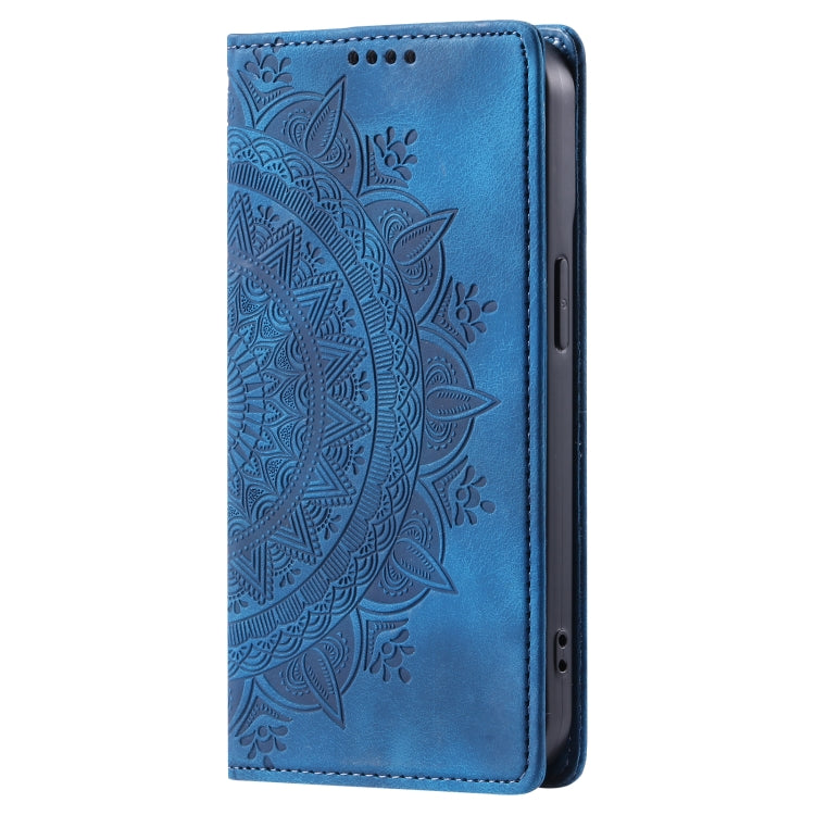 For iPhone 16 Pro Totem Embossed Magnetic Leather Phone Case(Blue) - iPhone 16 Pro Cases by PMC TechLife | Online Shopping South Africa | PMC TechLife | Buy Now Pay Later Mobicred