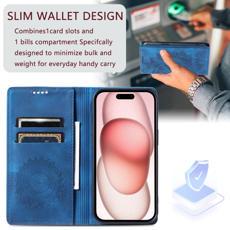 For iPhone 16 Plus Totem Embossed Magnetic Leather Phone Case(Blue) - free shipping - PMC TechLife - Order now!