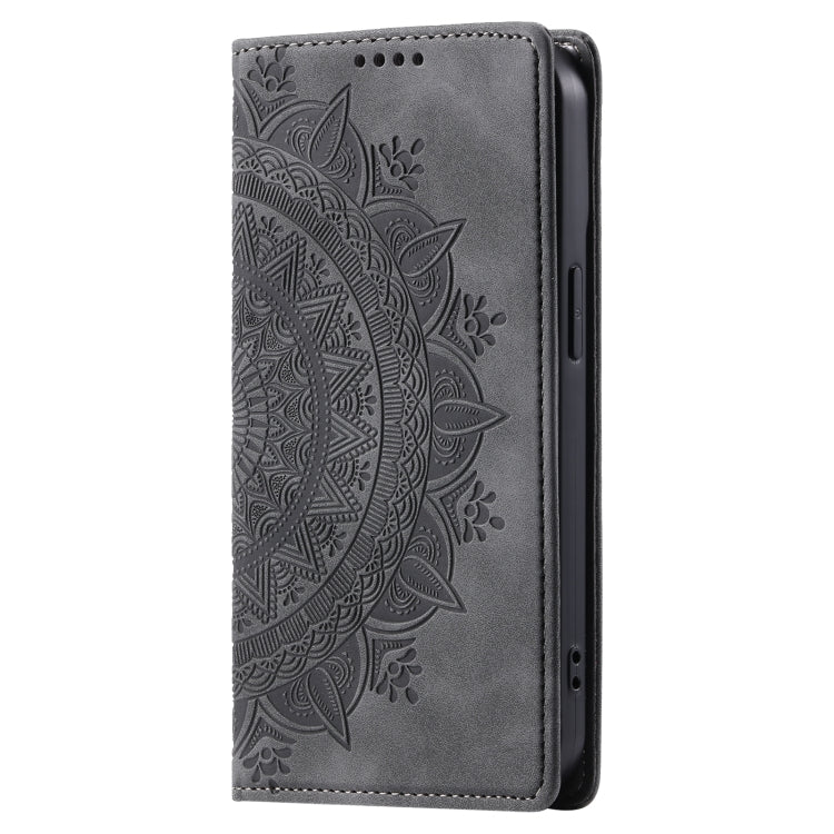 For iPhone 16 Plus Totem Embossed Magnetic Leather Phone Case(Grey) - iPhone 16 Plus Cases by PMC TechLife | Online Shopping South Africa | PMC TechLife | Buy Now Pay Later Mobicred
