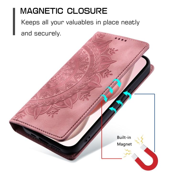 For iPhone 16 Plus Totem Embossed Magnetic Leather Phone Case(Rose Gold) - iPhone 16 Plus Cases by PMC Jewellery | Online Shopping South Africa | PMC Jewellery | Buy Now Pay Later Mobicred