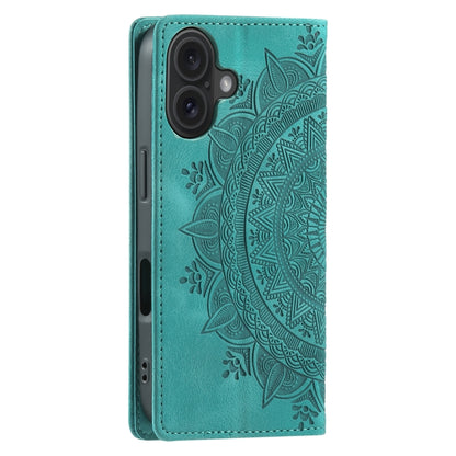 For iPhone 16 Totem Embossed Magnetic Leather Phone Case(Green) - iPhone 16 Cases by PMC Jewellery | Online Shopping South Africa | PMC Jewellery | Buy Now Pay Later Mobicred