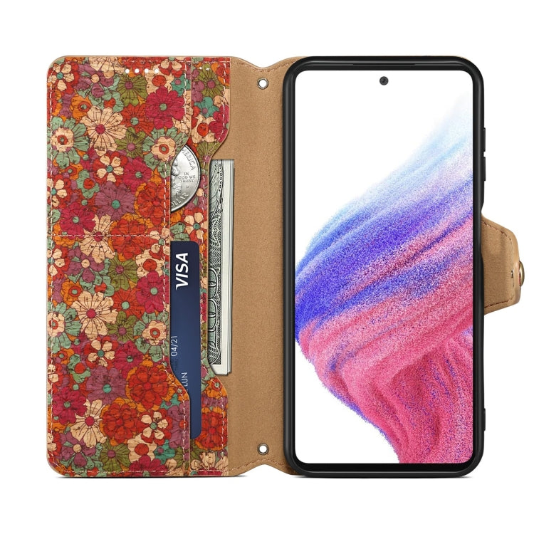 For Samsung Galaxy S24 5G Denior Flower Language Series Cork Fabric Oil Edge Leather Phone Case(Summer) - Galaxy S24 5G Cases by Denior | Online Shopping South Africa | PMC Jewellery | Buy Now Pay Later Mobicred