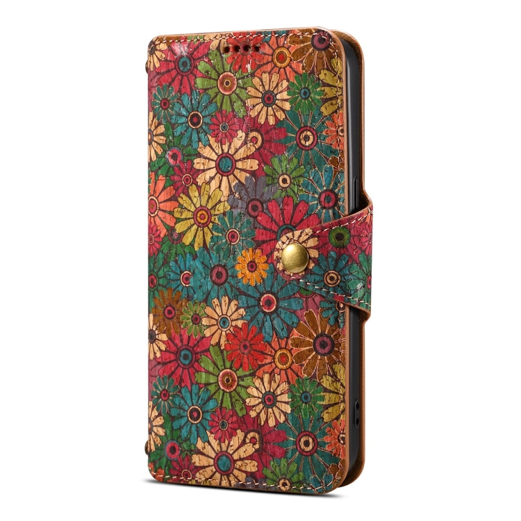 For Samsung Galaxy S24 Ultra 5G Denior Flower Language Series Cork Fabric Oil Edge Leather Phone Case(Spring) - Galaxy S24 Ultra 5G Cases by Denior | Online Shopping South Africa | PMC Jewellery | Buy Now Pay Later Mobicred