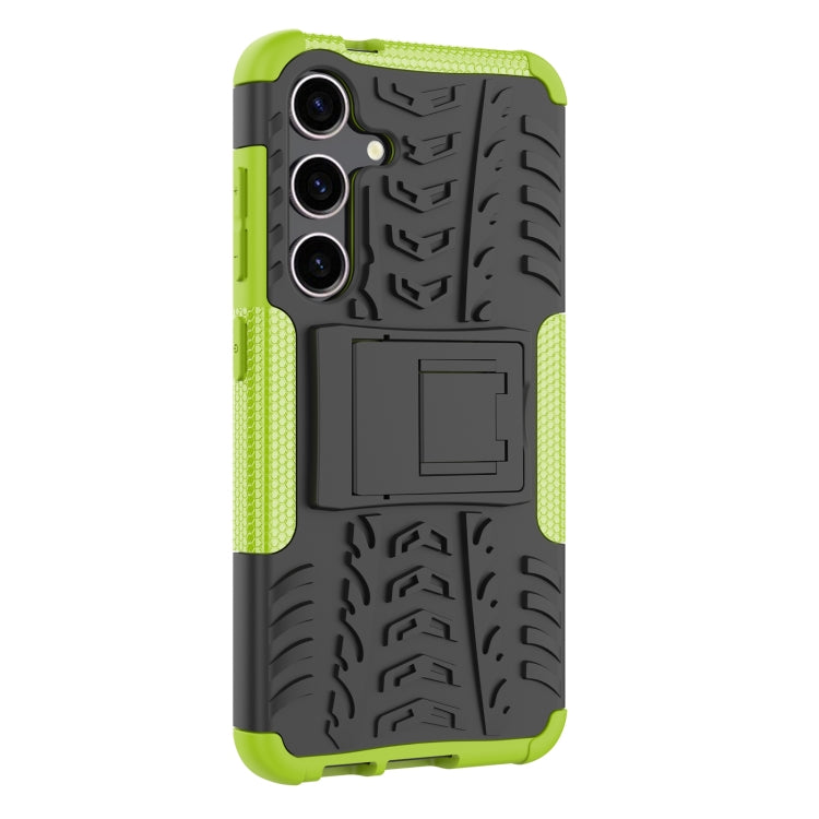 For Samsung Galaxy S24 5G Tire Texture TPU + PC Phone Case with Holder(Green) - Galaxy S24 5G Cases by PMC Jewellery | Online Shopping South Africa | PMC Jewellery