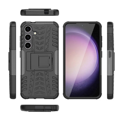 For Samsung Galaxy S24 5G Tire Texture TPU + PC Phone Case with Holder(Black) - Galaxy S24 5G Cases by PMC Jewellery | Online Shopping South Africa | PMC Jewellery