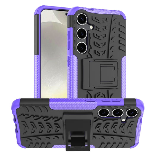 For Samsung Galaxy S24+ Tire Texture TPU + PC Phone Case with Holder(Purple) - Galaxy S24+ 5G Cases by PMC Jewellery | Online Shopping South Africa | PMC Jewellery