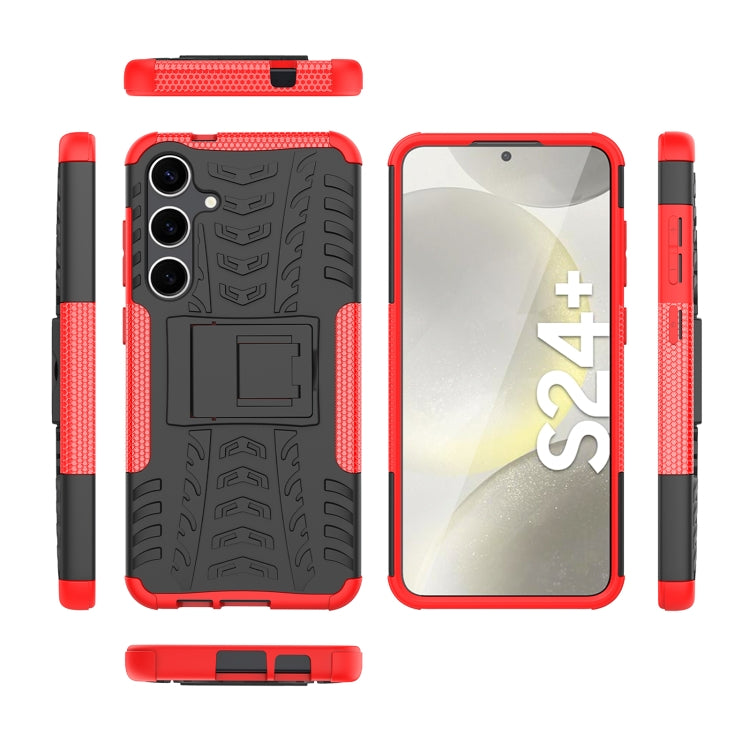 For Samsung Galaxy S24+ Tire Texture TPU + PC Phone Case with Holder(Red) - Galaxy S24+ 5G Cases by PMC Jewellery | Online Shopping South Africa | PMC Jewellery