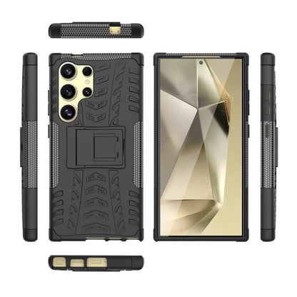 For Samsung Galaxy S24 Ultra 5G Tire Texture TPU + PC Phone Case with Holder(Black) - Galaxy S24 Ultra 5G Cases by PMC Jewellery | Online Shopping South Africa | PMC Jewellery