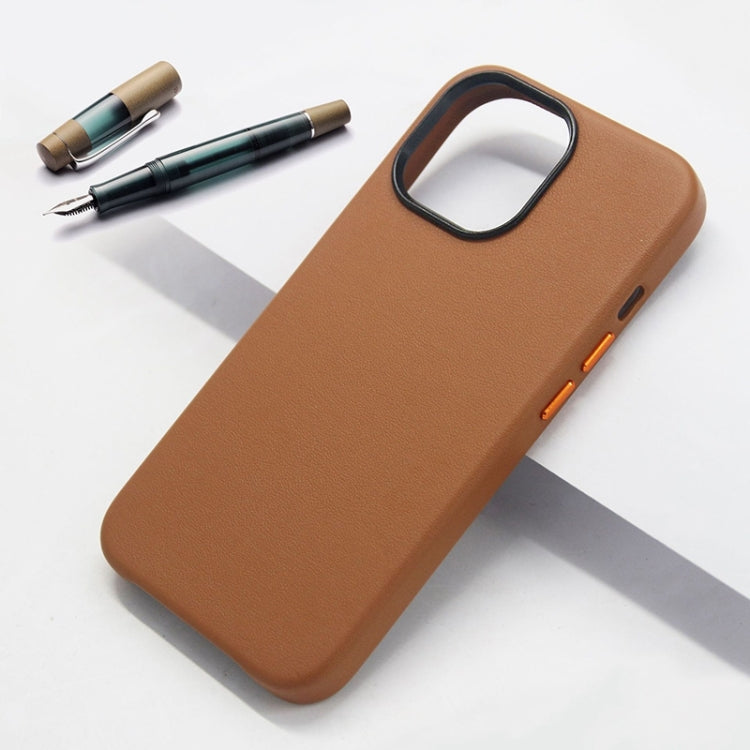 For iPhone 15 Pro Lamb Grain PU Back Cover Phone Case(Brown) - iPhone 15 Pro Cases by PMC TechLife | Online Shopping South Africa | PMC TechLife