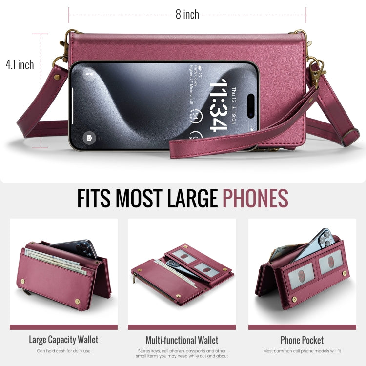 CaseMe ME10 Universal Wallet Phone Case with Lanyard(Wine Red) - free shipping - PMC Jewellery - Order now!