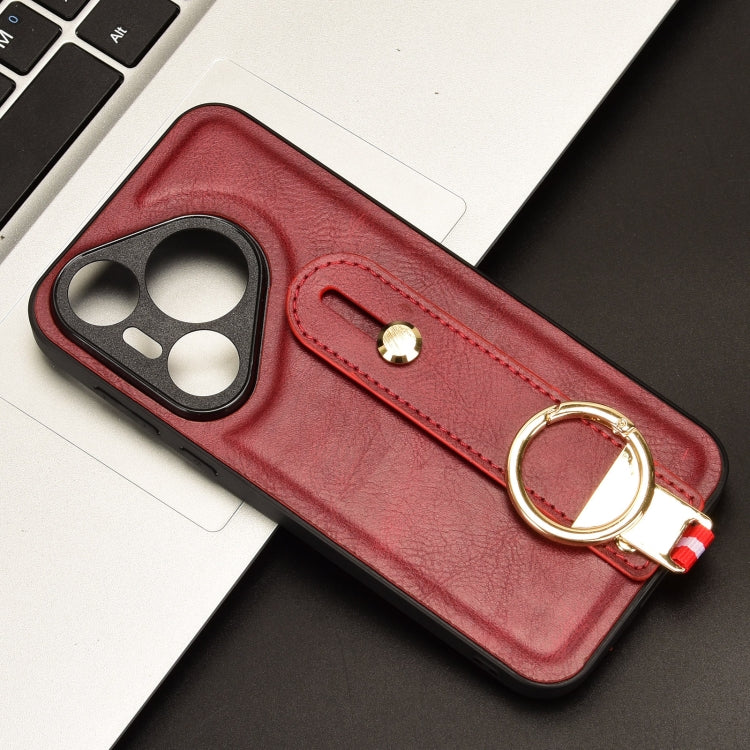 For Huawei Pura 70 5G Wristband Leather Back Phone Case(Red) - Huawei Cases by PMC Jewellery | Online Shopping South Africa | PMC Jewellery | Buy Now Pay Later Mobicred