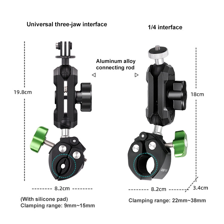 RUIGPRO Crab Clamp Action Camera Bracket 3-claw Ball Head Mount with Rod - Holder by RUIGPRO | Online Shopping South Africa | PMC TechLife | Buy Now Pay Later Mobicred