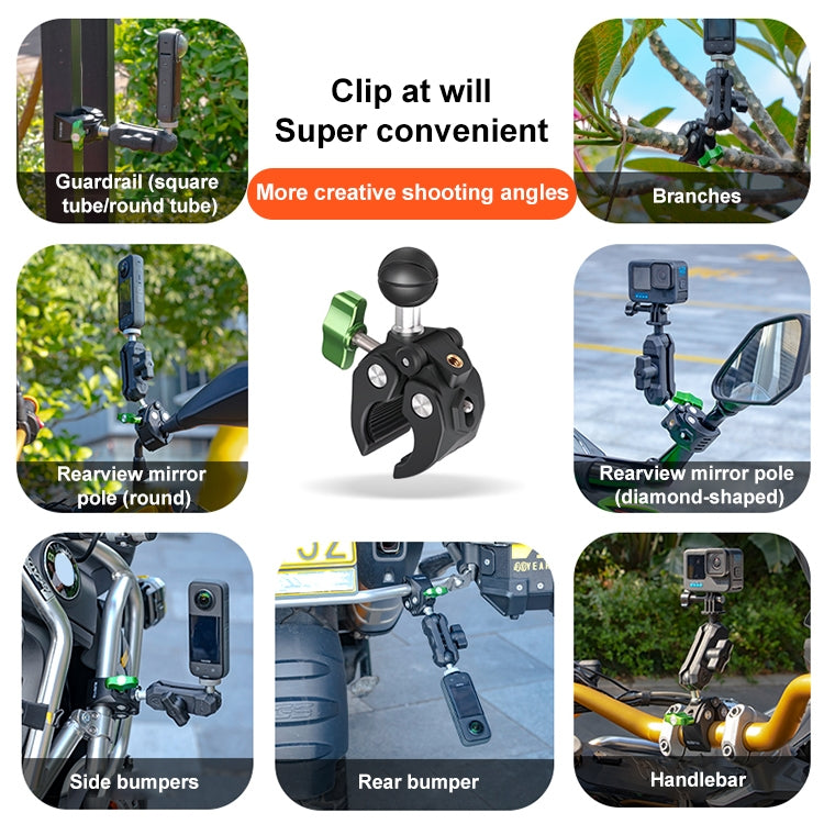 RUIGPRO Crab Clamp Action Camera Bracket Dual-Head Crab 3-Stage Selfie Stick - Holder by RUIGPRO | Online Shopping South Africa | PMC TechLife | Buy Now Pay Later Mobicred
