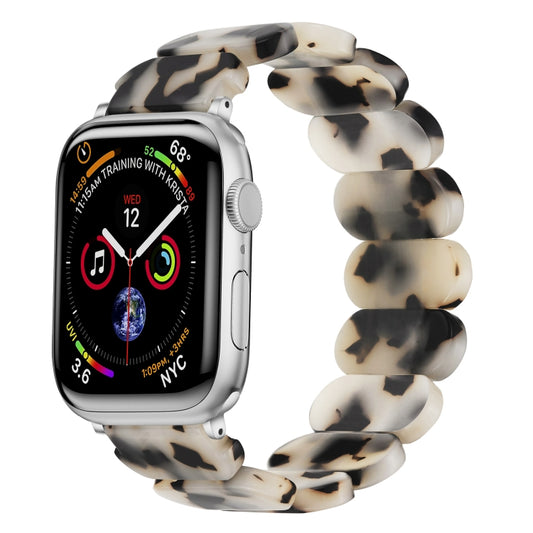 For Apple Watch SE 2023 44mm Stretch Rope Resin Watch Band(Dark Brown White) - Watch Bands by PMC Jewellery | Online Shopping South Africa | PMC Jewellery