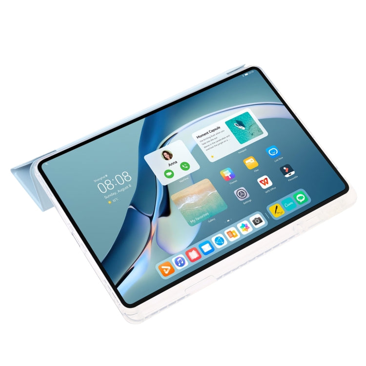 For Huawei MatePad Pro 13.2 2023 Clear Acrylic 3-Fold Leather Tablet Case(Ice Blue) - Huawei by PMC TechLife | Online Shopping South Africa | PMC TechLife | Buy Now Pay Later Mobicred