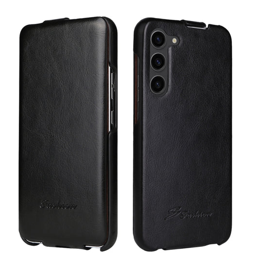 For Samsung Galaxy S24+ 5G Fierre Shann 64 Texture Vertical Flip PU Leather Phone Case(Black) - Galaxy S24+ 5G Cases by FIERRE SHANN | Online Shopping South Africa | PMC Jewellery | Buy Now Pay Later Mobicred