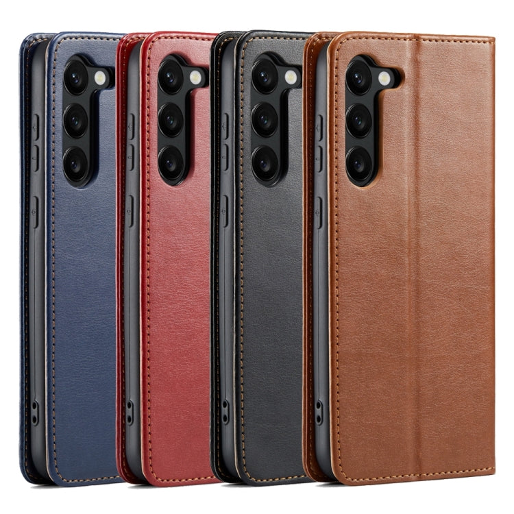 For Samsung Galaxy S24+ 5G Fierre Shann PU Genuine Leather Texture Phone Case(Brown) - Galaxy S24+ 5G Cases by FIERRE SHANN | Online Shopping South Africa | PMC Jewellery | Buy Now Pay Later Mobicred