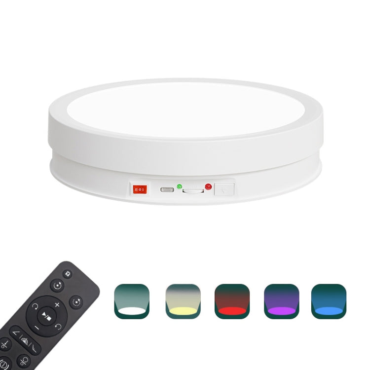 22cm Colorful LED Light Electric Rotating Display Stand Turntable, Style:Power Plug-in(White) -  by PMC TechLife | Online Shopping South Africa | PMC TechLife | Buy Now Pay Later Mobicred