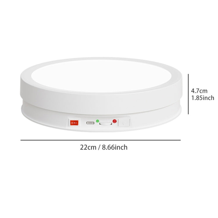 22cm Colorful LED Light Electric Rotating Display Stand Turntable, Style:Power Plug-in(White) -  by PMC TechLife | Online Shopping South Africa | PMC TechLife | Buy Now Pay Later Mobicred